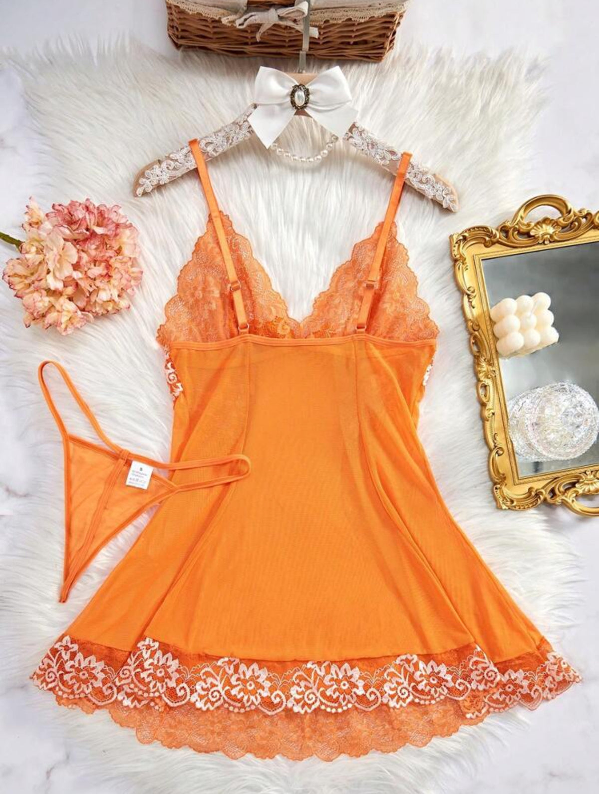 Ensemble Lingerie Floral Orange