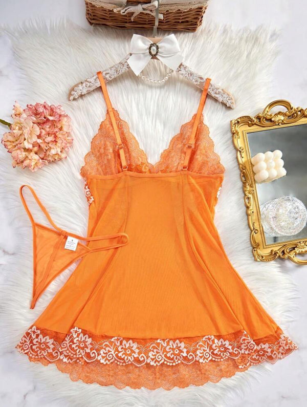 Ensemble Lingerie Floral Orange