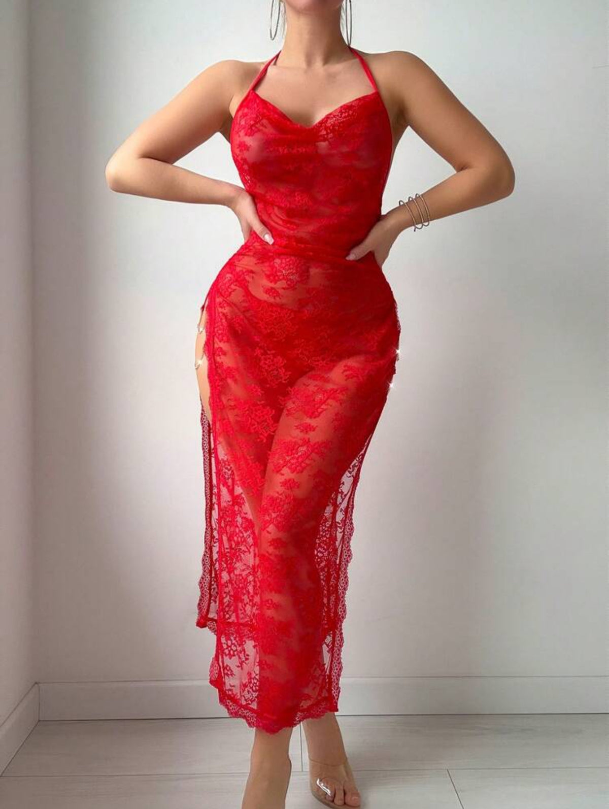Ensemble Lingerie Red Dress
