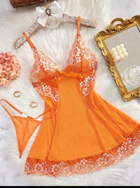 Ensemble Lingerie Floral Orange
